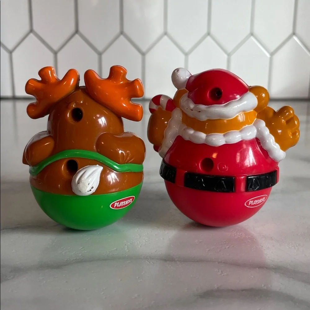 2005 Playskool Weebles Christmas Set - Santa, Reindeer and Go Cart